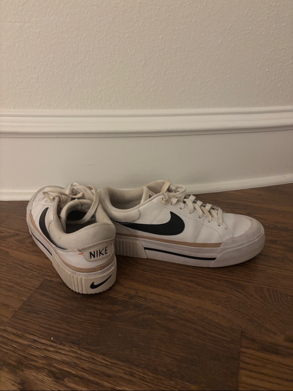 Nike White and Black Low-Top Canvas Sneakers